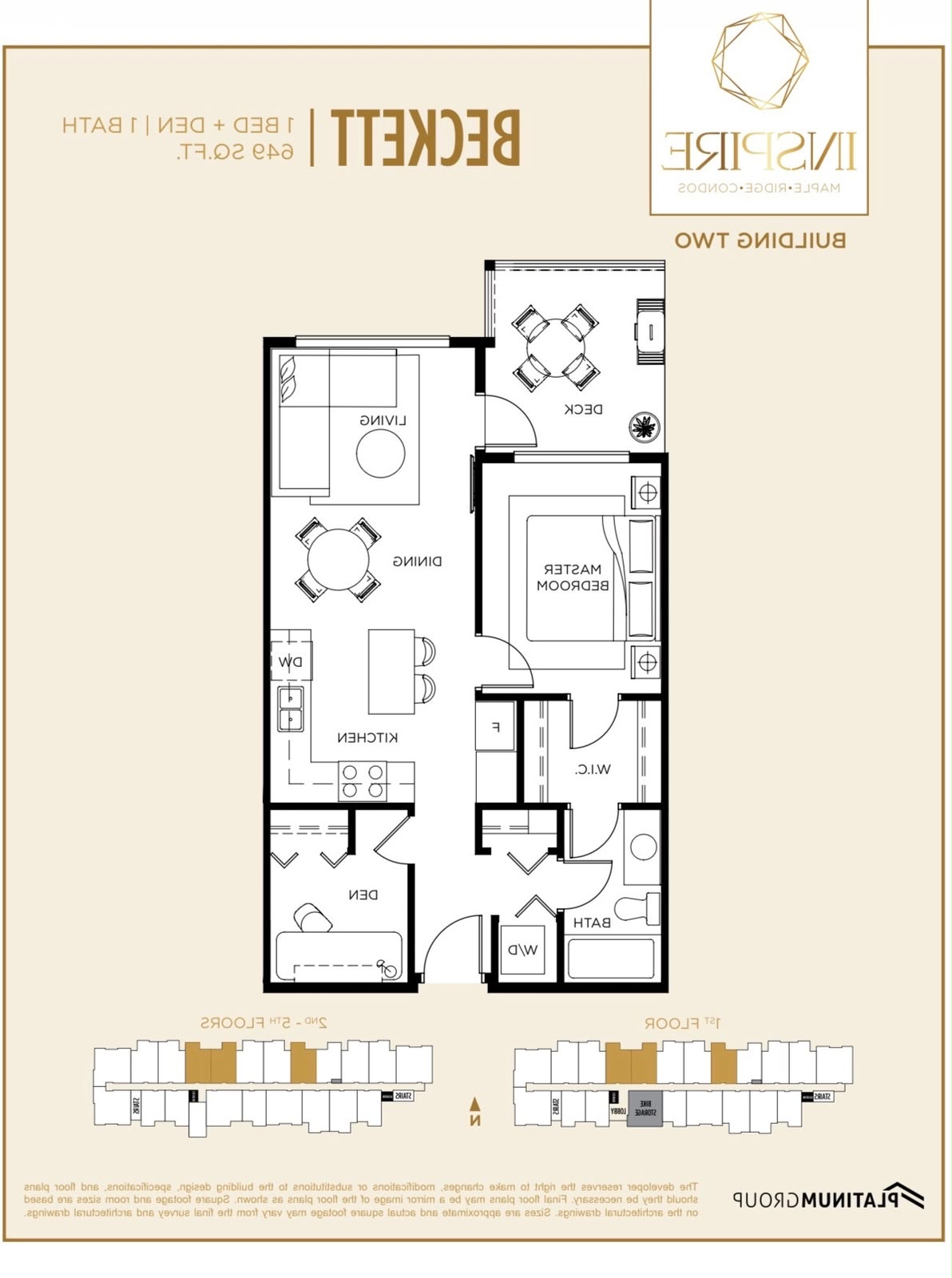 1 bed +Den 1 bath – Apartment
